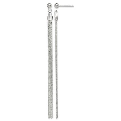Sterling Silver Polished Fancy Long Linear Post Dangle Earrings