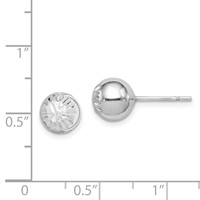 Sterling Silver Rhod-plated Diamond Cut 8mm Ball Post Earrings view 4
