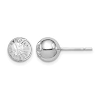 Sterling Silver Rhod-plated Diamond Cut 8mm Ball Post Earrings view 1
