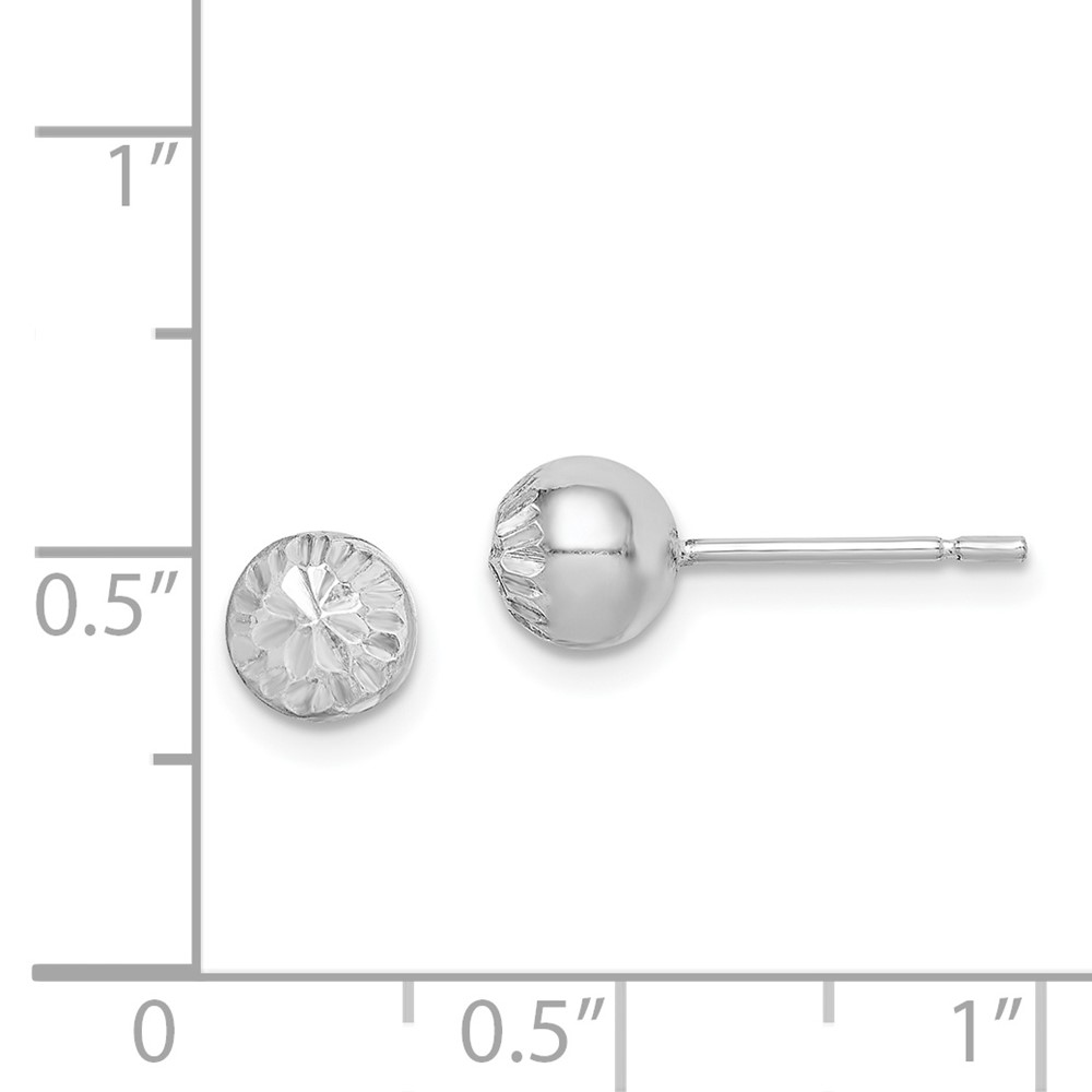 Sterling Silver Rhod-plated Diamond Cut 6mm Ball Post Earrings (QE8837)