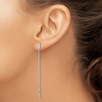 Sterling Silver Polished 3-Strand Chain & Beaded End Post Dangle Earrings view 3