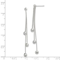 Sterling Silver Polished 3-Strand Beaded Post Dangle Earrings view 4