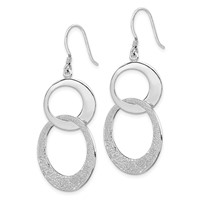 Sterling Silver RH-plat Polished & Textured Interlocking Circle Dangle Earr view 2