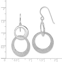 Sterling Silver RH-plat Polished & Textured Interlocking Circle Dangle Earr view 4