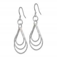 Sterling Silver Textured Teardrops Dangle Earrings view 2