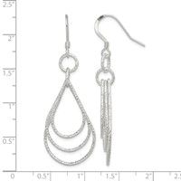 Sterling Silver Textured Teardrops Dangle Earrings view 4
