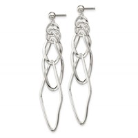 Sterling Silver Polished Geometric Post Dangle Earrings view 3