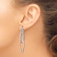 Sterling Silver Polished Geometric Post Dangle Earrings view 4
