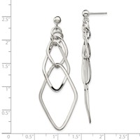 Sterling Silver Polished Geometric Post Dangle Earrings view 2
