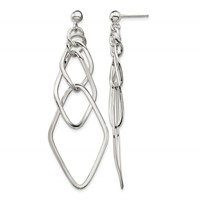 Sterling Silver Polished Geometric Post Dangle Earrings view 1