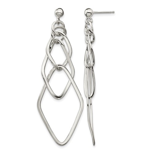 Sterling Silver Polished Geometric Post Dangle Earrings