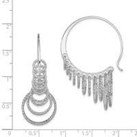 Sterling Silver Rhodium-plated D C Graduated Circle Dangle Hoop Earrings view 4