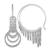 Sterling Silver Rhodium-plated D C Graduated Circle Dangle Hoop Earrings view 1