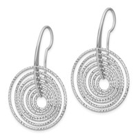 Sterling Silver Rhodium-plated D C Concentric Circles Dangle Earrings view 2