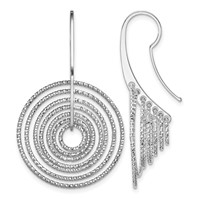 Sterling Silver Rhodium-plated D C Concentric Circles Dangle Earrings view 1