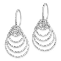 Sterling Silver Rhodium-plated D C Graduated Circles Dangle Earrings view 2