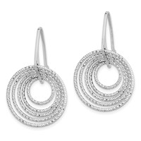 Sterling Silver Rhodium-plated D C Circles Dangle Earrings view 2