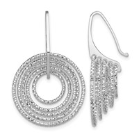 Sterling Silver Rhodium-plated D C Circles Dangle Earrings view 1