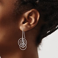 Sterling Silver Rhodium Plated D C Circles Dangle Earrings view 3