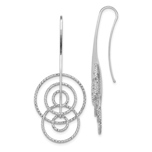 Sterling Silver Rhodium Plated D C Circles Dangle Earrings