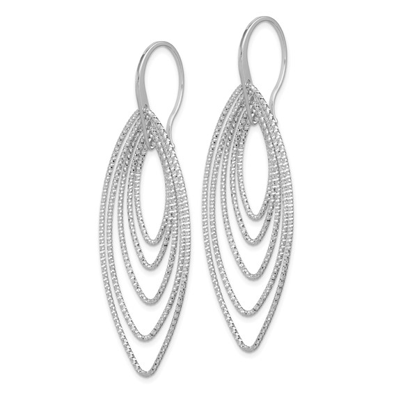 Sterling Silver Rhodium-plated D/C Multi Marquise Shape Dangle Earrings