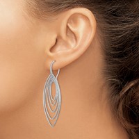 Sterling Silver Rhodium-plated D C Multi Marquise Shape Dangle Earrings view 3