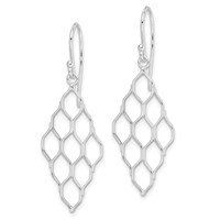 Sterling Silver Rhodium-plated Polished Honeycomb Dangle Earrings view 2