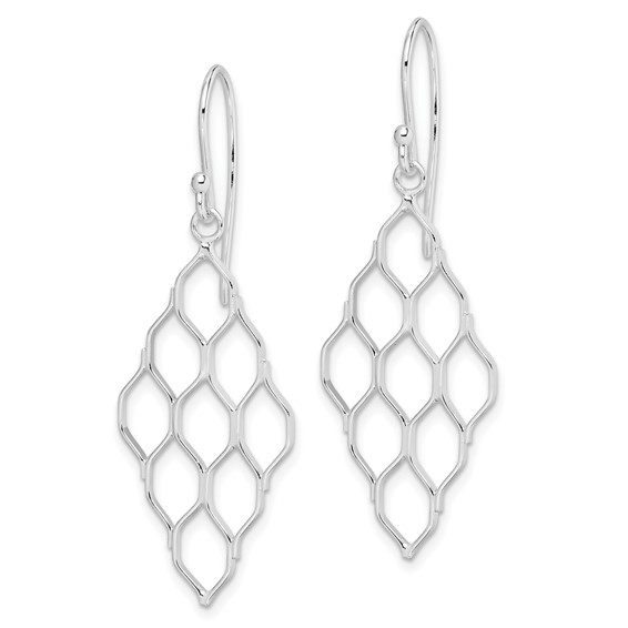 Sterling Silver Rhodium-plated Polished Honeycomb Dangle Earrings