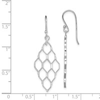 Sterling Silver Rhodium-plated Polished Honeycomb Dangle Earrings view 4