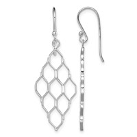 Sterling Silver Rhodium-plated Polished Honeycomb Dangle Earrings view 1