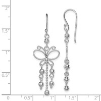 Sterling Silver Rhodium-plated Beaded Butterfly Dangle Earrings view 4