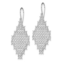 Sterling Silver Rhodium-plated Polished Chain Link Dangle Earrings view 2