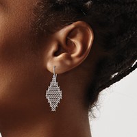 Sterling Silver Rhodium-plated Polished Chain Link Dangle Earrings view 3