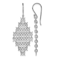 Sterling Silver Rhodium-plated Polished Chain Link Dangle Earrings view 1