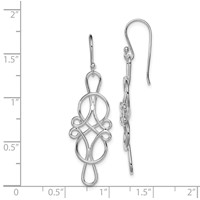 Sterling Silver Rhodium-plated Fancy Knot Design Dangle Earrings view 4