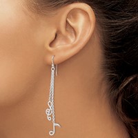 Sterling Silver Rhodium-plated Musical Notes Dangle Earrings view 3