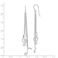 Sterling Silver Rhodium-plated Musical Notes Dangle Earrings view 4