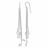 Sterling Silver Rhodium-plated Musical Notes Dangle Earrings view 1