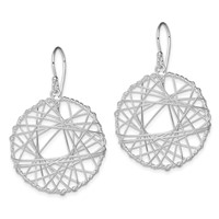 Sterling Silver Rhodium-plated Textured Wrapped Wire Circle Dangle Earrings view 2