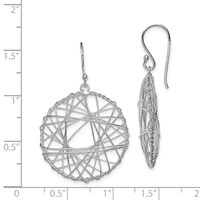 Sterling Silver Rhodium-plated Textured Wrapped Wire Circle Dangle Earrings view 4