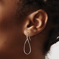 Sterling Silver Polished Teardrop Dangle Earrings view 3