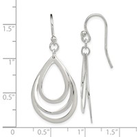 Sterling Silver Polished Triple Teardrop Dangle Earrings view 4