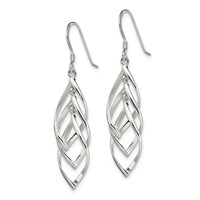 Sterling Silver Polished Fancy Twisted & Intertwined Dangle Earrings view 2