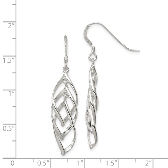 Sterling Silver Polished Fancy Twisted  & Intertwined Dangle Earrings