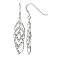 Sterling Silver Polished Fancy Twisted & Intertwined Dangle Earrings view 1