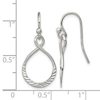 Sterling Silver Polished & Diamond-cut Infinity Oval Dangle Earrings view 4