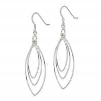 Sterling Silver Polished Fancy Triple Marquise Shape Dangle Earrings view 2
