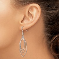 Sterling Silver Polished Fancy Triple Marquise Shape Dangle Earrings view 3