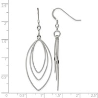Sterling Silver Polished Fancy Triple Marquise Shape Dangle Earrings view 4