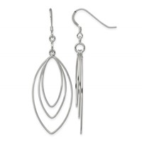 Sterling Silver Polished Fancy Triple Marquise Shape Dangle Earrings view 1
